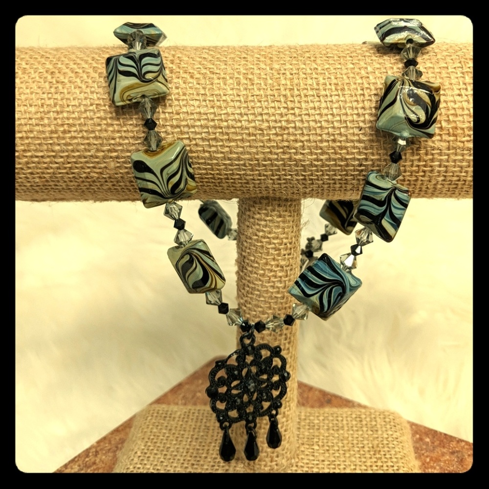 Bead and Crystal Statement Necklace